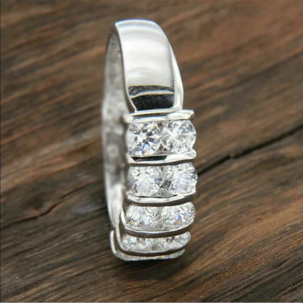 925 Silver Ring White Sapphire Jewelry Ring Sz 6-8 - Picture 4 of 7